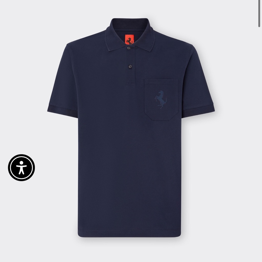 Ferrari official Men's Navy Polo Shirt with prancing horse logo